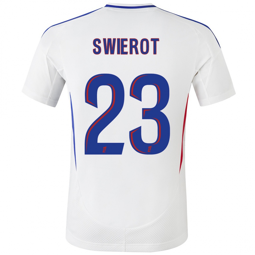 Niño Camiseta Julie Swierot #23 Blanco Azul 1ª Equipación 2024/25 La Camisa Perú