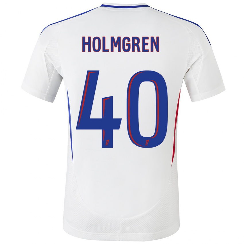 Niño Camiseta Emma Holmgren #40 Blanco Azul 1ª Equipación 2024/25 La Camisa Perú