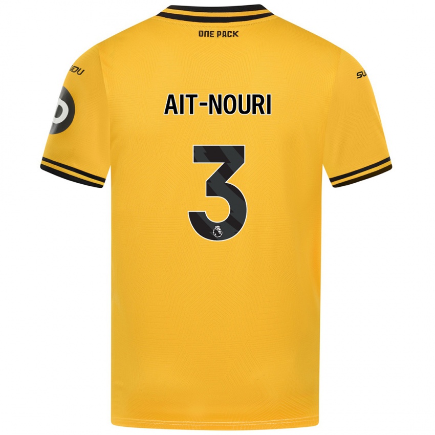 Niño Camiseta Rayan Ait Nouri #3 Amarillo 1ª Equipación 2024/25 La Camisa Perú