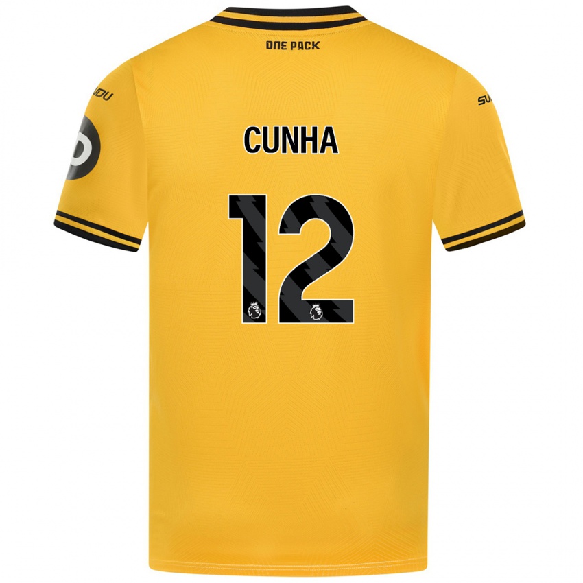 Niño Camiseta Matheus Cunha #12 Amarillo 1ª Equipación 2024/25 La Camisa Perú