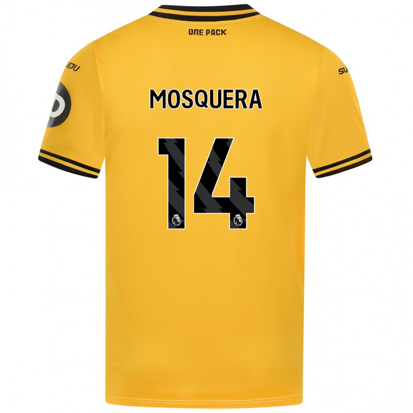 Niño Camiseta Yerson Mosquera #14 Amarillo 1ª Equipación 2024/25 La Camisa Perú