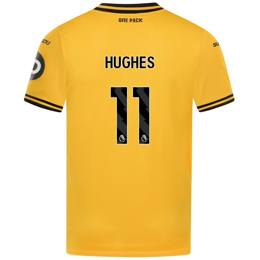 Niño Camiseta Amber Hughes #11 Amarillo 1ª Equipación 2024/25 La Camisa Perú