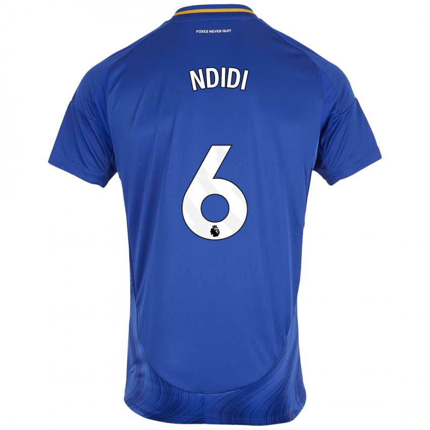 Niño Camiseta Wilfred Ndidi #6 Azul Blanco 1ª Equipación 2024/25 La Camisa Perú