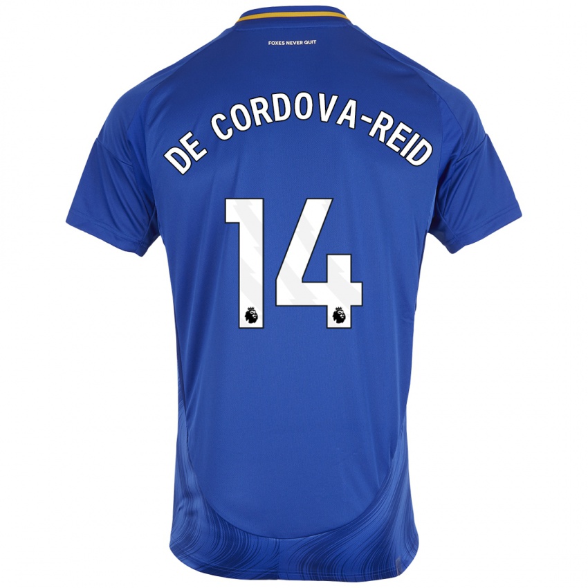 Niño Camiseta Bobby De Cordova-Reid #14 Azul Blanco 1ª Equipación 2024/25 La Camisa Perú