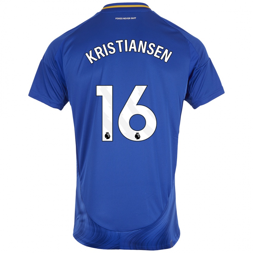 Niño Camiseta Victor Kristiansen #16 Azul Blanco 1ª Equipación 2024/25 La Camisa Perú