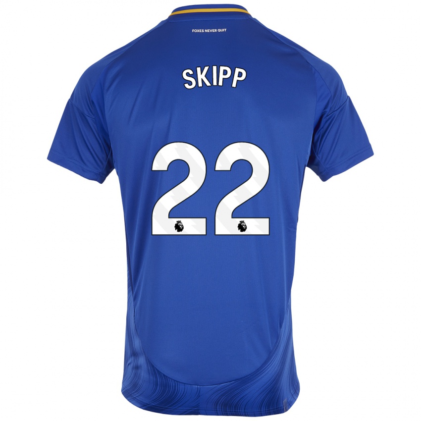 Niño Camiseta Oliver Skipp #22 Azul Blanco 1ª Equipación 2024/25 La Camisa Perú