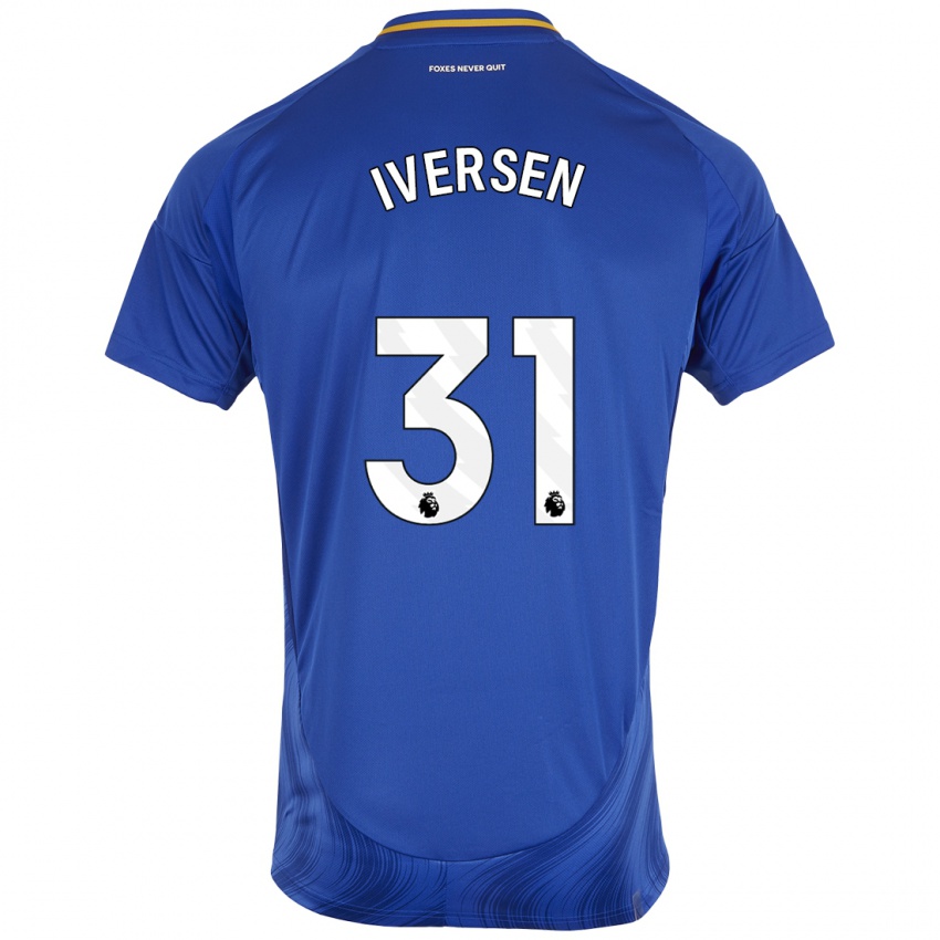 Niño Camiseta Daniel Iversen #31 Azul Blanco 1ª Equipación 2024/25 La Camisa Perú