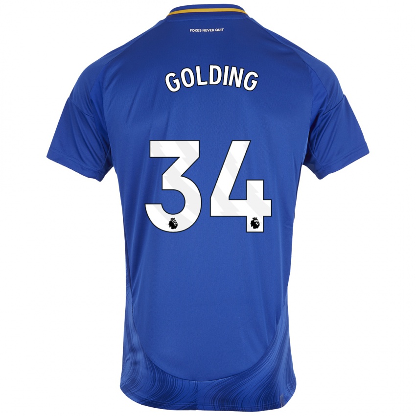 Niño Camiseta Michael Golding #34 Azul Blanco 1ª Equipación 2024/25 La Camisa Perú