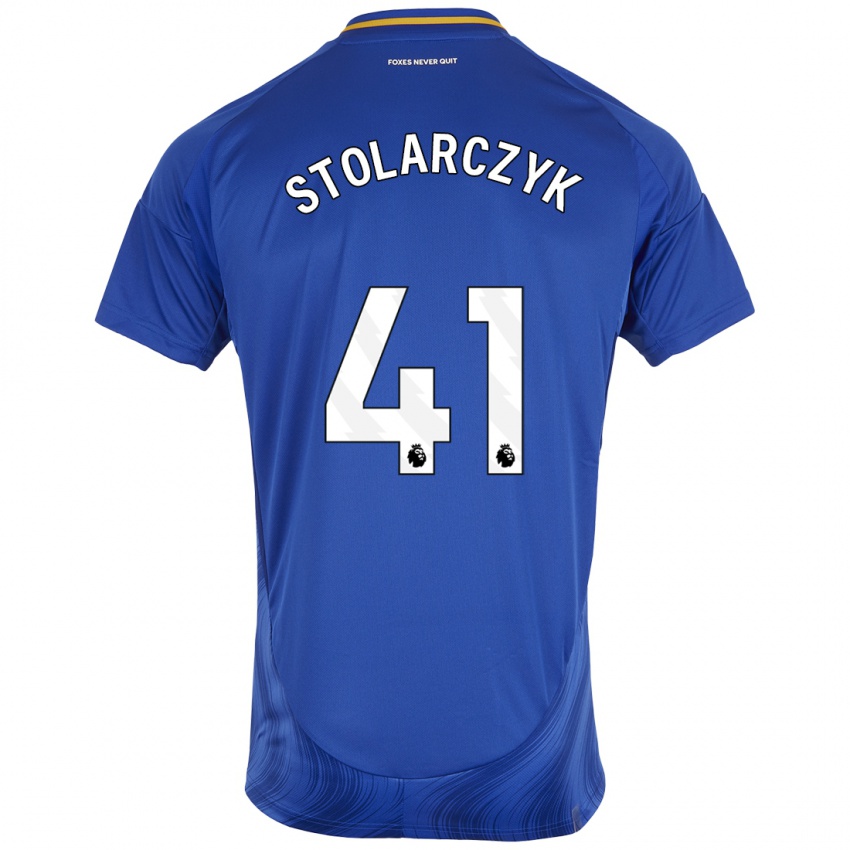 Niño Camiseta Jakub Stolarczyk #41 Azul Blanco 1ª Equipación 2024/25 La Camisa Perú