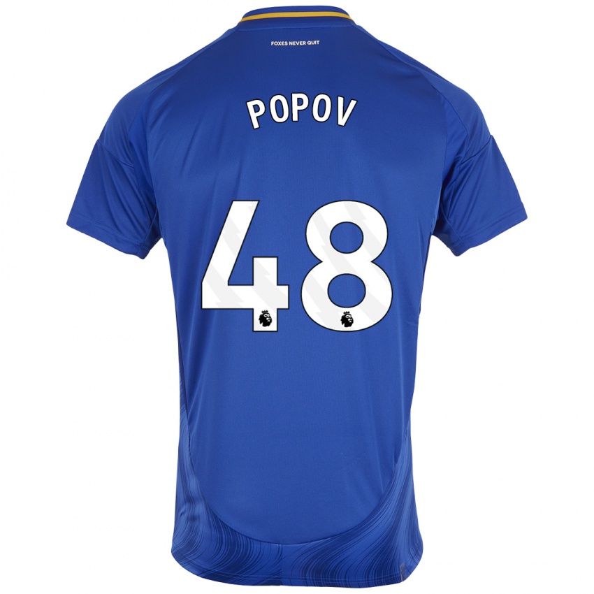 Niño Camiseta Chris Popov #48 Azul Blanco 1ª Equipación 2024/25 La Camisa Perú