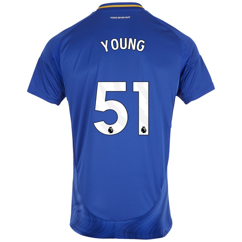 Niño Camiseta Brad Young #51 Azul Blanco 1ª Equipación 2024/25 La Camisa Perú