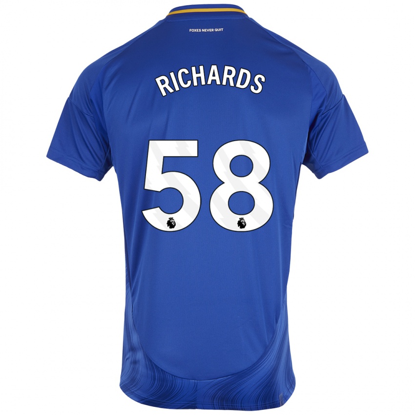 Niño Camiseta Amani Richards #58 Azul Blanco 1ª Equipación 2024/25 La Camisa Perú