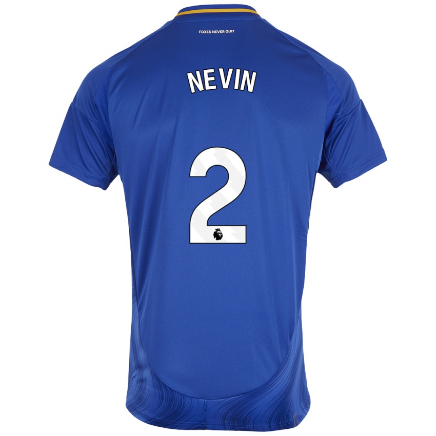 Niño Camiseta Courtney Nevin #2 Azul Blanco 1ª Equipación 2024/25 La Camisa Perú