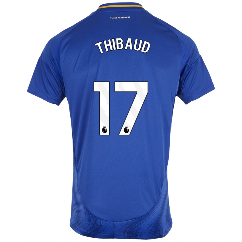 Niño Camiseta Julie Thibaud #17 Azul Blanco 1ª Equipación 2024/25 La Camisa Perú