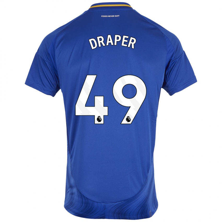 Niño Camiseta Denny Draper #49 Azul Blanco 1ª Equipación 2024/25 La Camisa Perú