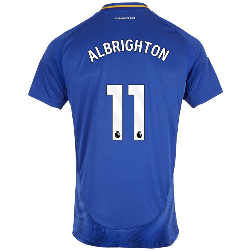 Niño Camiseta Marc Albrighton #11 Azul Blanco 1ª Equipación 2024/25 La Camisa Perú