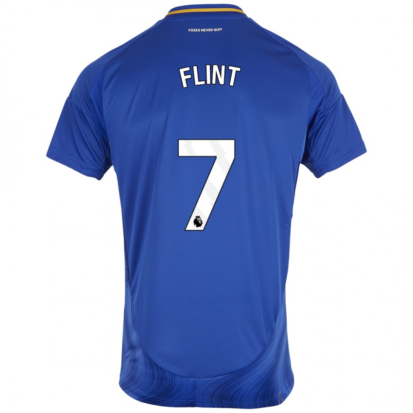 Niño Camiseta Natasha Flint #7 Azul Blanco 1ª Equipación 2024/25 La Camisa Perú