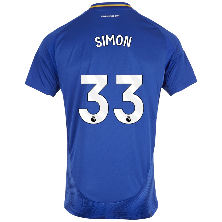 Niño Camiseta Erin Simon #33 Azul Blanco 1ª Equipación 2024/25 La Camisa Perú