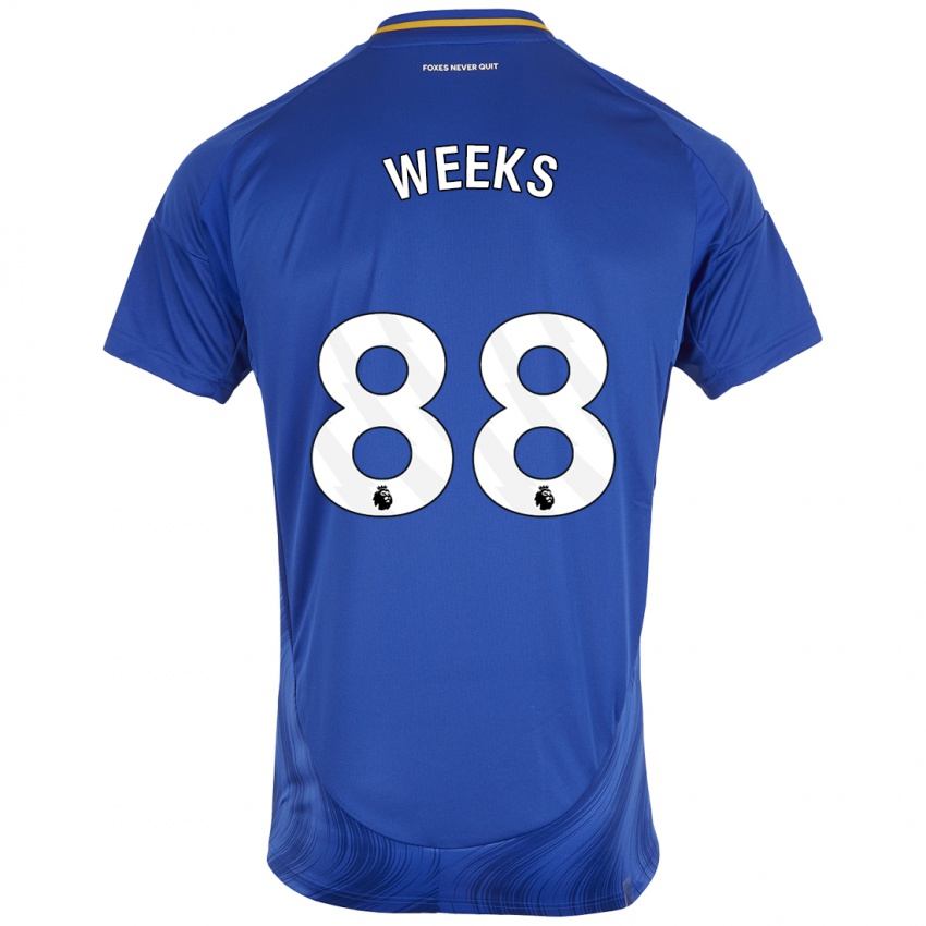 Niño Camiseta Tyler Weeks #88 Azul Blanco 1ª Equipación 2024/25 La Camisa Perú