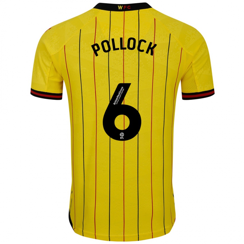 Niño Camiseta Mattie Pollock #6 Amarillo Negro 1ª Equipación 2024/25 La Camisa Perú