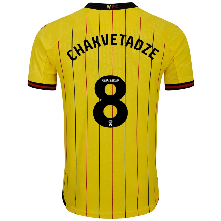 Niño Camiseta Giorgi Chakvetadze #8 Amarillo Negro 1ª Equipación 2024/25 La Camisa Perú