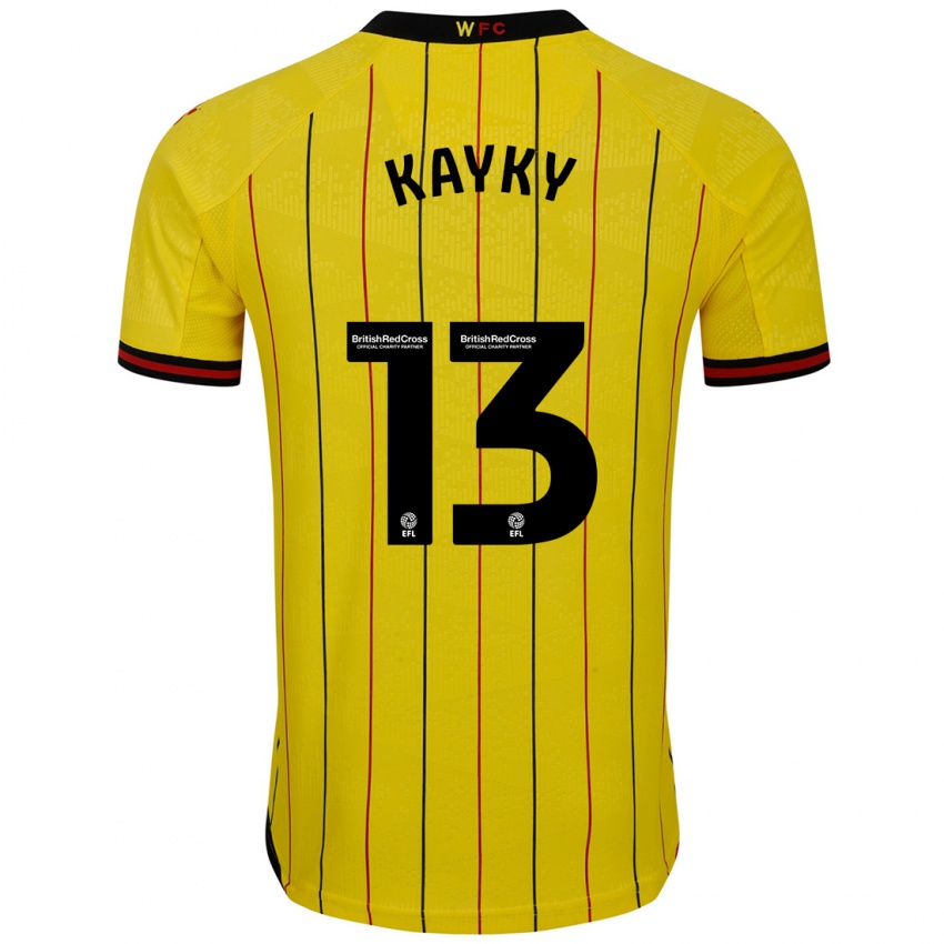 Niño Camiseta Kayky Almeida #13 Amarillo Negro 1ª Equipación 2024/25 La Camisa Perú