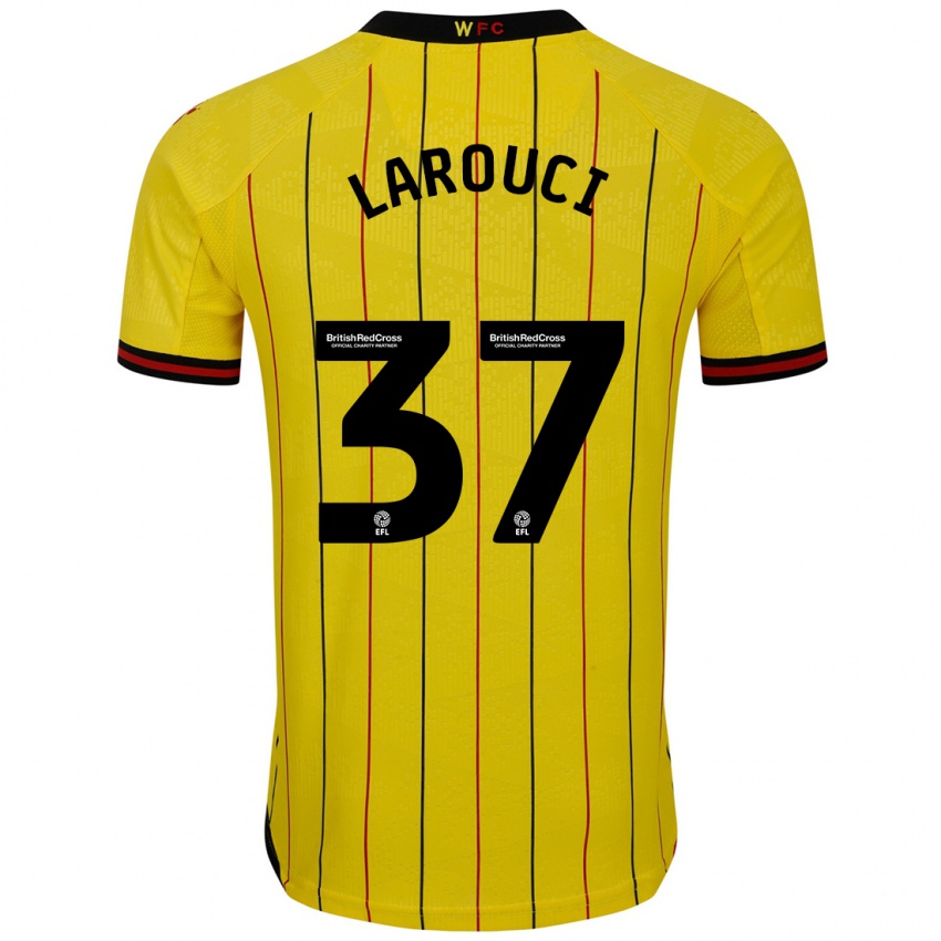 Niño Camiseta Yasser Larouci #37 Amarillo Negro 1ª Equipación 2024/25 La Camisa Perú