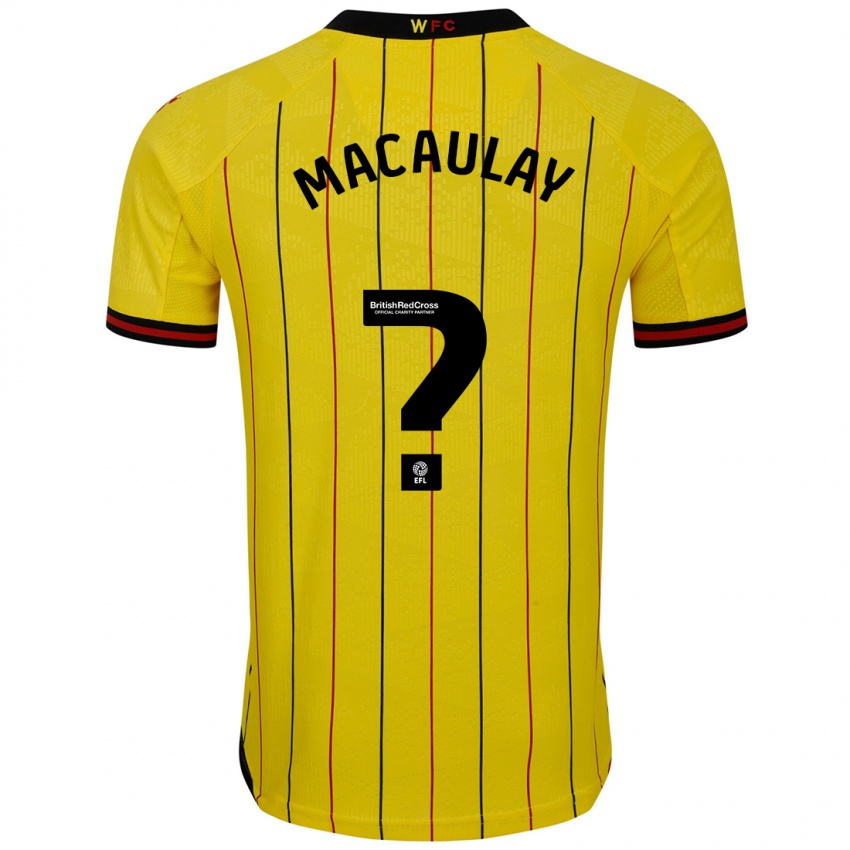 Niño Camiseta Jonathan Macaulay #0 Amarillo Negro 1ª Equipación 2024/25 La Camisa Perú