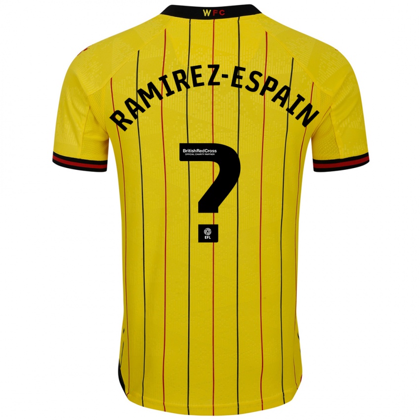 Niño Camiseta Leo Ramirez-Espain #0 Amarillo Negro 1ª Equipación 2024/25 La Camisa Perú