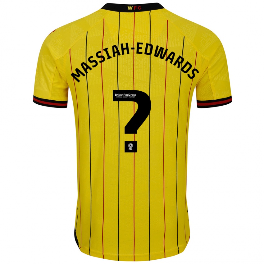 Niño Camiseta Zavier Massiah-Edwards #0 Amarillo Negro 1ª Equipación 2024/25 La Camisa Perú