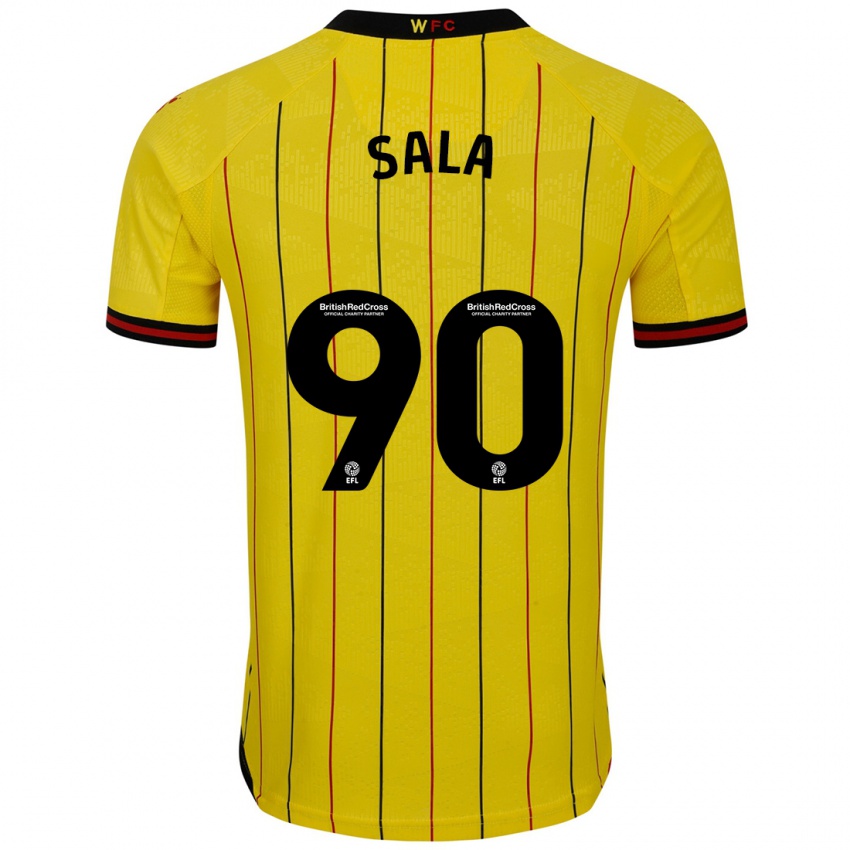 Niño Camiseta Joel Sala #90 Amarillo Negro 1ª Equipación 2024/25 La Camisa Perú