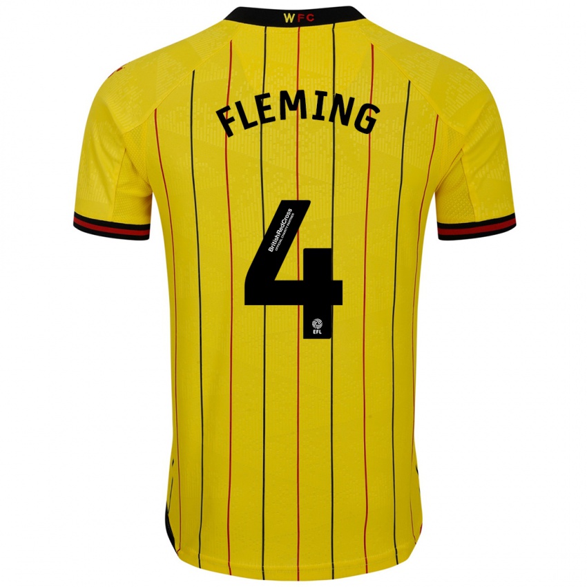 Niño Camiseta Charlotte Fleming #4 Amarillo Negro 1ª Equipación 2024/25 La Camisa Perú