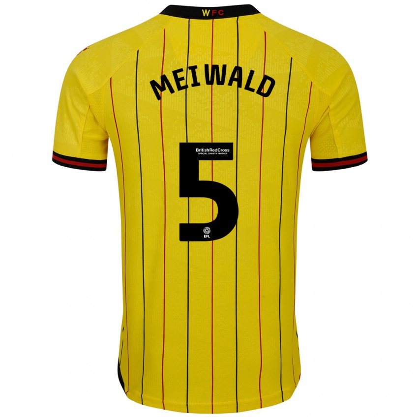 Niño Camiseta Anne Meiwald #5 Amarillo Negro 1ª Equipación 2024/25 La Camisa Perú