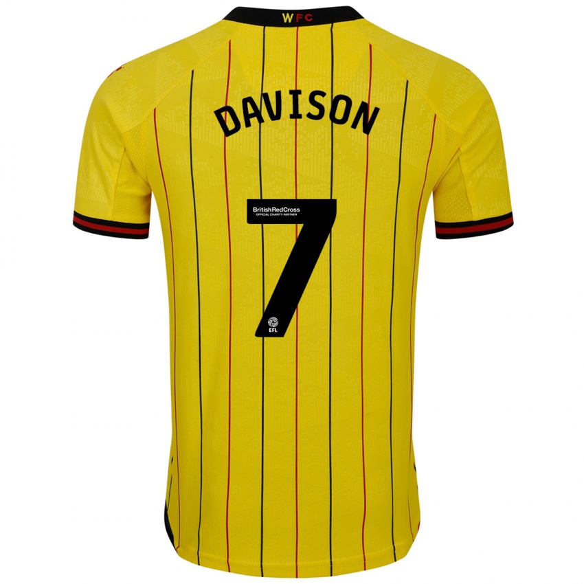 Niño Camiseta Gemma Davison #7 Amarillo Negro 1ª Equipación 2024/25 La Camisa Perú