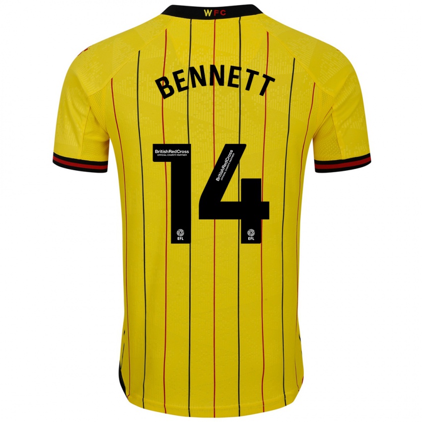 Niño Camiseta Harley Bennett #14 Amarillo Negro 1ª Equipación 2024/25 La Camisa Perú