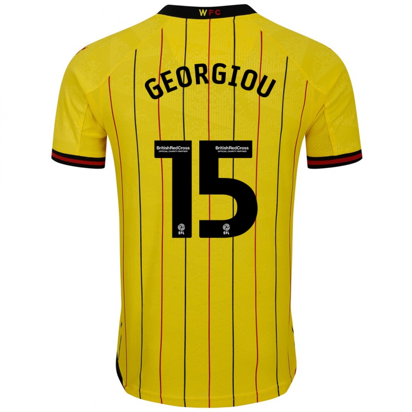 Niño Camiseta Andria Georgiou #15 Amarillo Negro 1ª Equipación 2024/25 La Camisa Perú