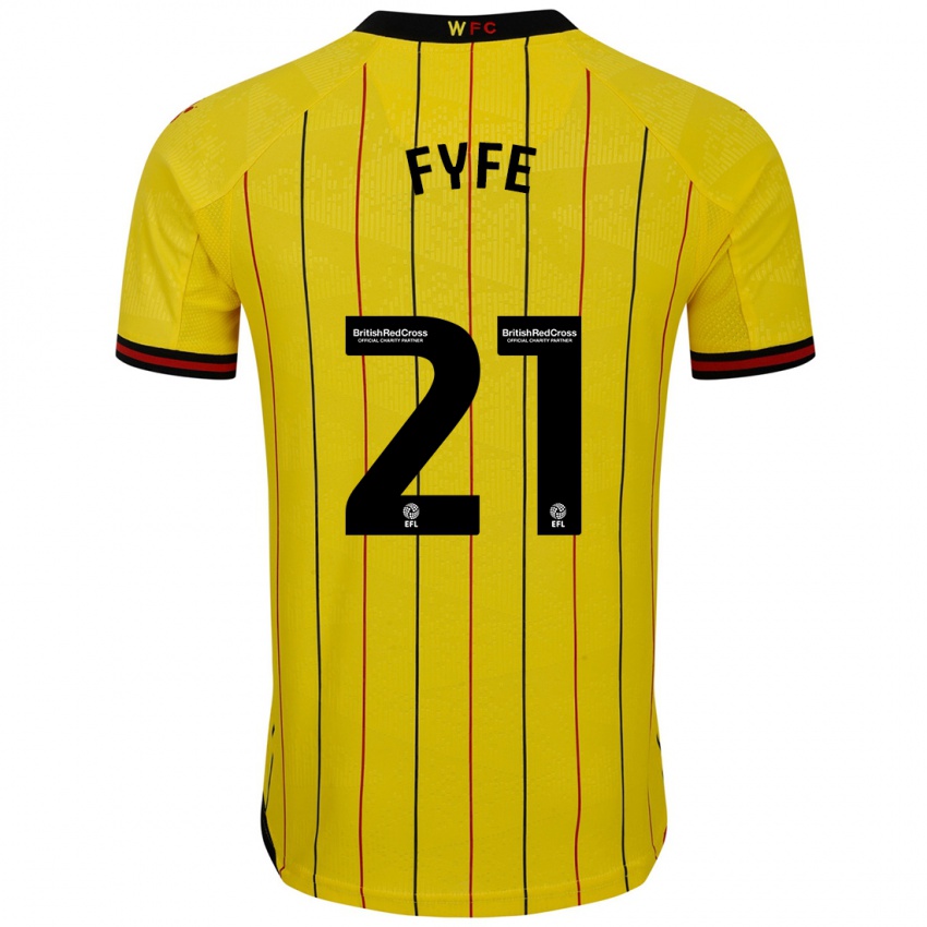 Niño Camiseta Flo Fyfe #21 Amarillo Negro 1ª Equipación 2024/25 La Camisa Perú