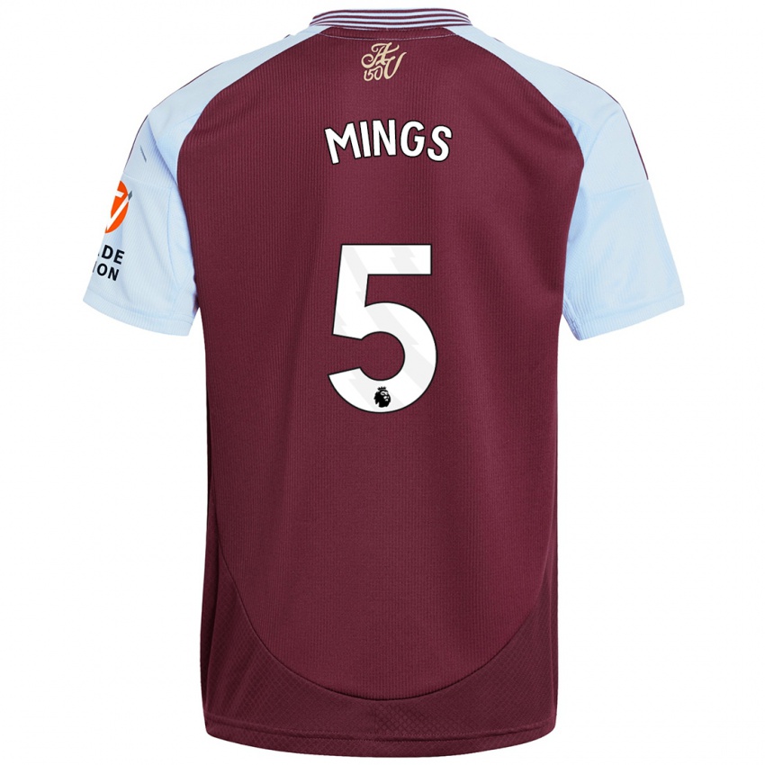 Niño Camiseta Tyrone Mings #5 Borgoña Azul Cielo 1ª Equipación 2024/25 La Camisa Perú