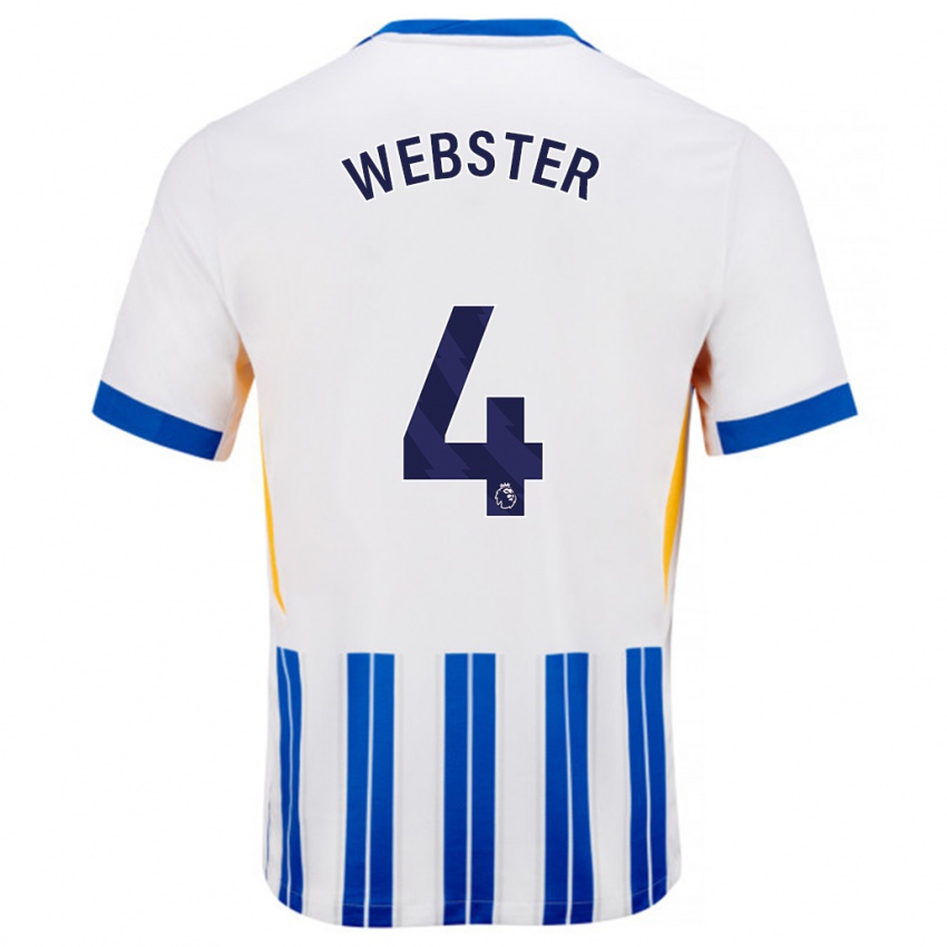 Niño Camiseta Adam Webster #4 Blanco Azul Rayas 1ª Equipación 2024/25 La Camisa Perú