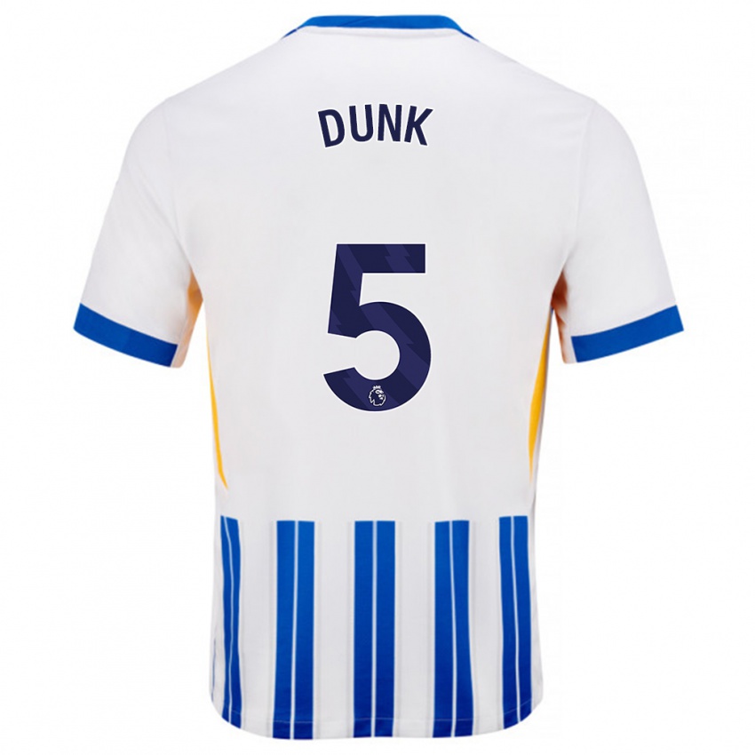 Niño Camiseta Lewis Dunk #5 Blanco Azul Rayas 1ª Equipación 2024/25 La Camisa Perú