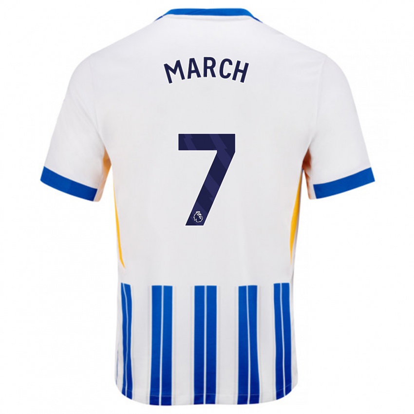 Niño Camiseta Solly March #7 Blanco Azul Rayas 1ª Equipación 2024/25 La Camisa Perú