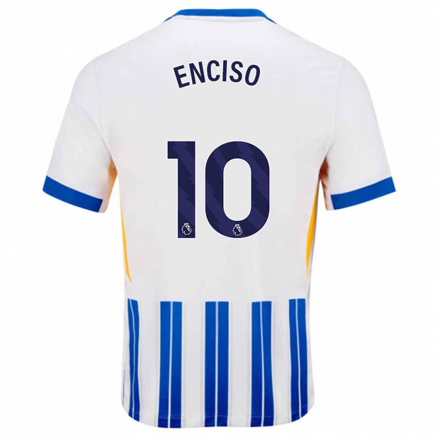 Niño Camiseta Julio Enciso #10 Blanco Azul Rayas 1ª Equipación 2024/25 La Camisa Perú