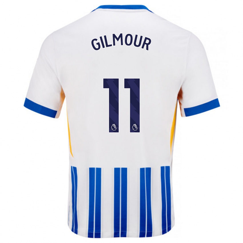 Niño Camiseta Billy Gilmour #11 Blanco Azul Rayas 1ª Equipación 2024/25 La Camisa Perú