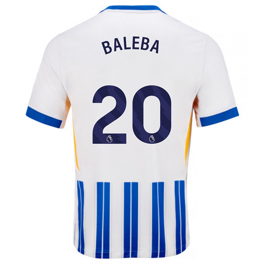 Niño Camiseta Carlos Baleba #20 Blanco Azul Rayas 1ª Equipación 2024/25 La Camisa Perú