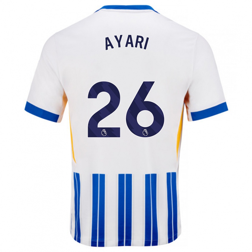 Niño Camiseta Yasin Ayari #26 Blanco Azul Rayas 1ª Equipación 2024/25 La Camisa Perú