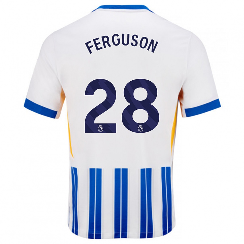 Niño Camiseta Evan Ferguson #28 Blanco Azul Rayas 1ª Equipación 2024/25 La Camisa Perú