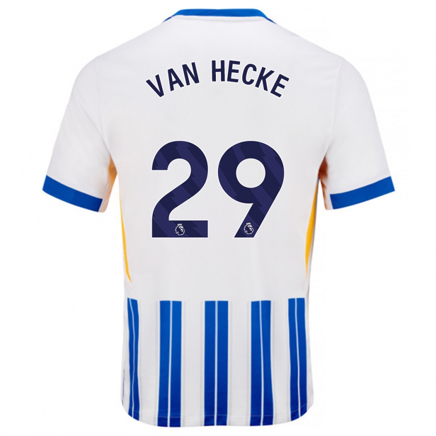 Niño Camiseta Jan Paul Van Hecke #29 Blanco Azul Rayas 1ª Equipación 2024/25 La Camisa Perú