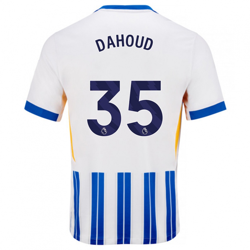 Niño Camiseta Mahmoud Dahoud #35 Blanco Azul Rayas 1ª Equipación 2024/25 La Camisa Perú