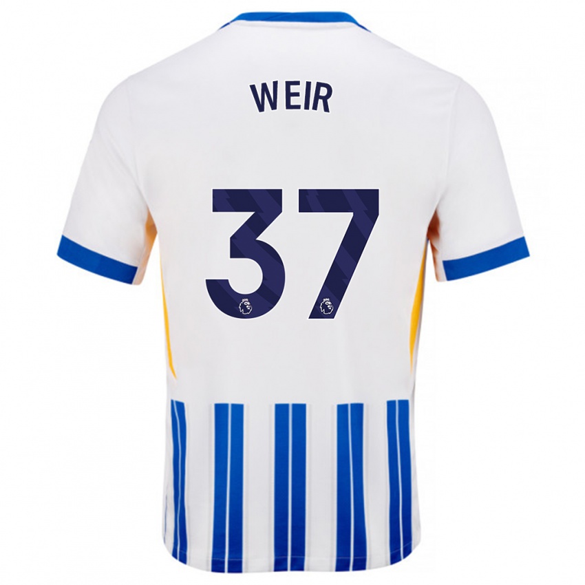 Niño Camiseta Jensen Weir #37 Blanco Azul Rayas 1ª Equipación 2024/25 La Camisa Perú