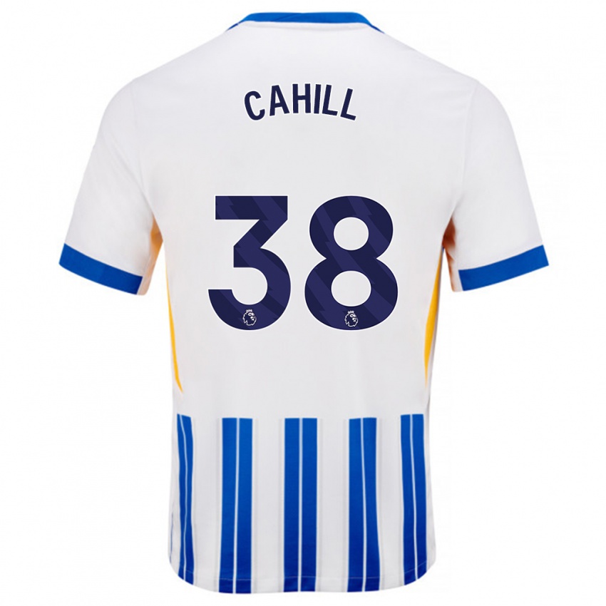 Niño Camiseta Killian Cahill #38 Blanco Azul Rayas 1ª Equipación 2024/25 La Camisa Perú